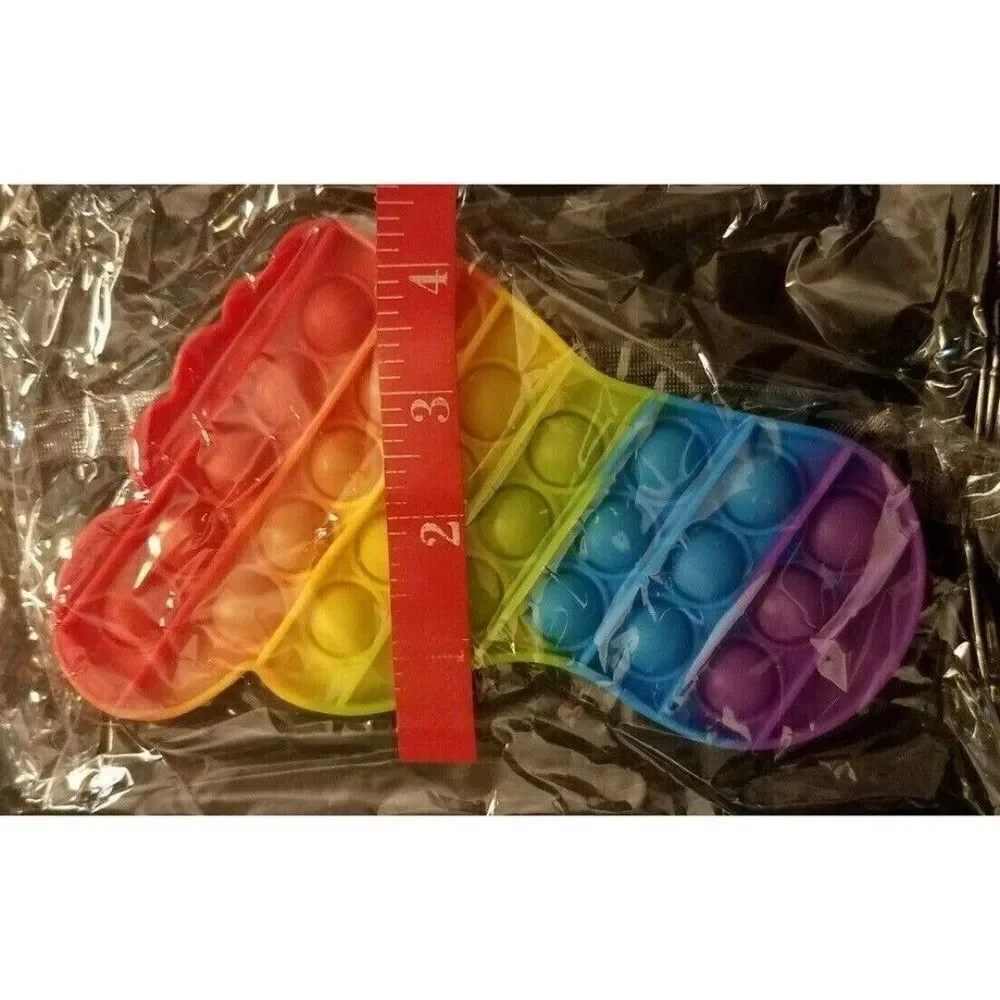 Fidget Toy Big Foot Footprint Push Pop Bubble Rainbow Silicone Sensory